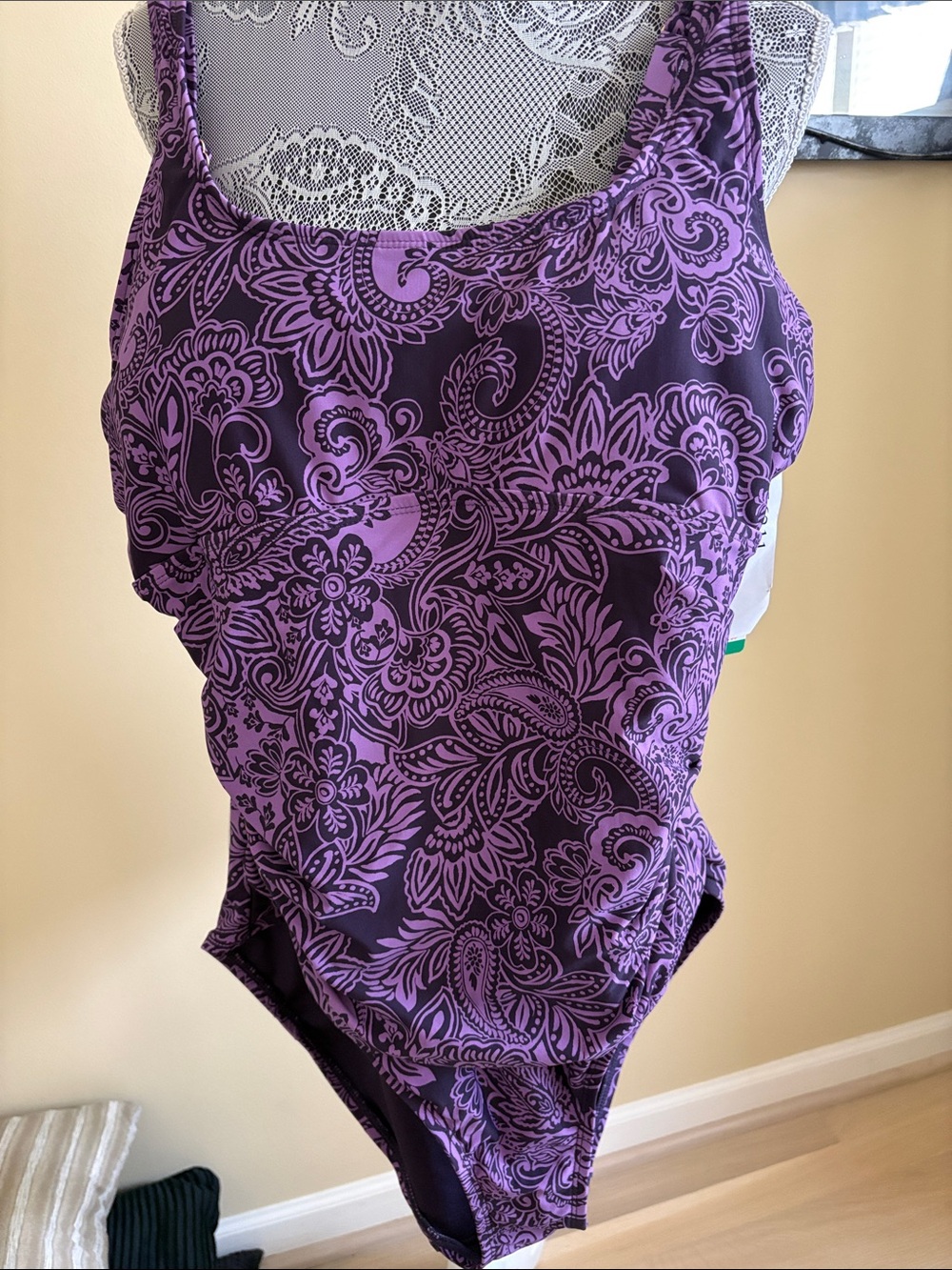 NWT Lands' End Purple Paisley One-Piece Swimsuit